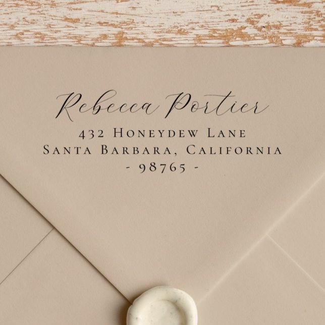Simple Elegant Calligraphy Minimal Return Address Rubber Stamp (Creator Uploaded)
