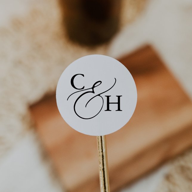 Simple Elegant Calligraphy Monogram Wedding Classic Round Sticker (Creator Uploaded)