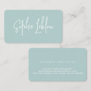 Simple Elegant Calligraphy Name Teal Business Card