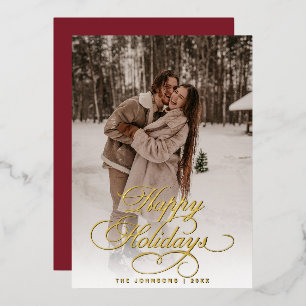 Simple Elegant Calligraphy Red Christmas Photo