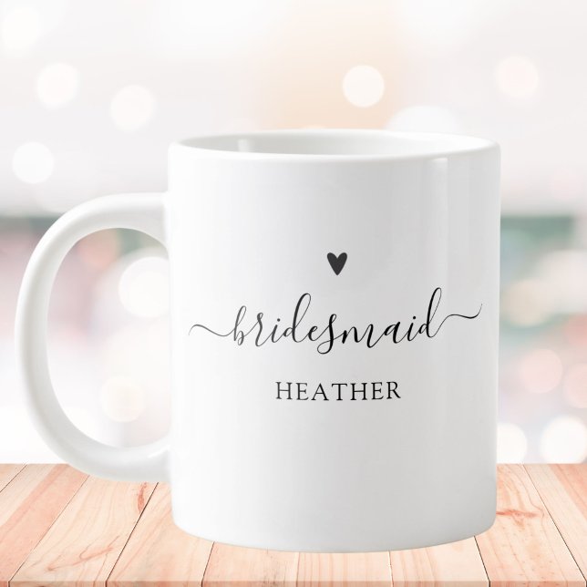 Simple Elegant Calligraphy Script Bridesmaid Large Coffee Mug (Creator Uploaded)
