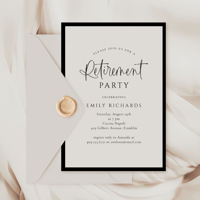 Simple Elegant Calligraphy Script Retirement Party Invitation (Creator Uploaded)