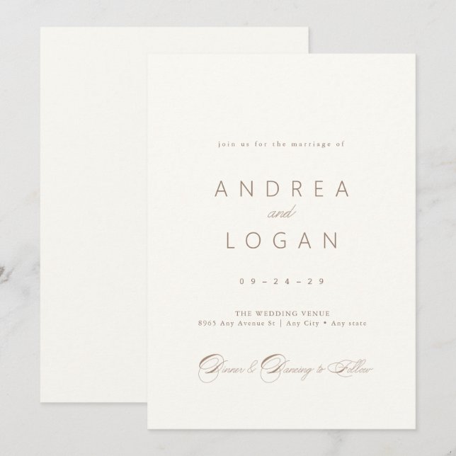 Simple Elegant Calligraphy Script Wedding Invitation (Front/Back)