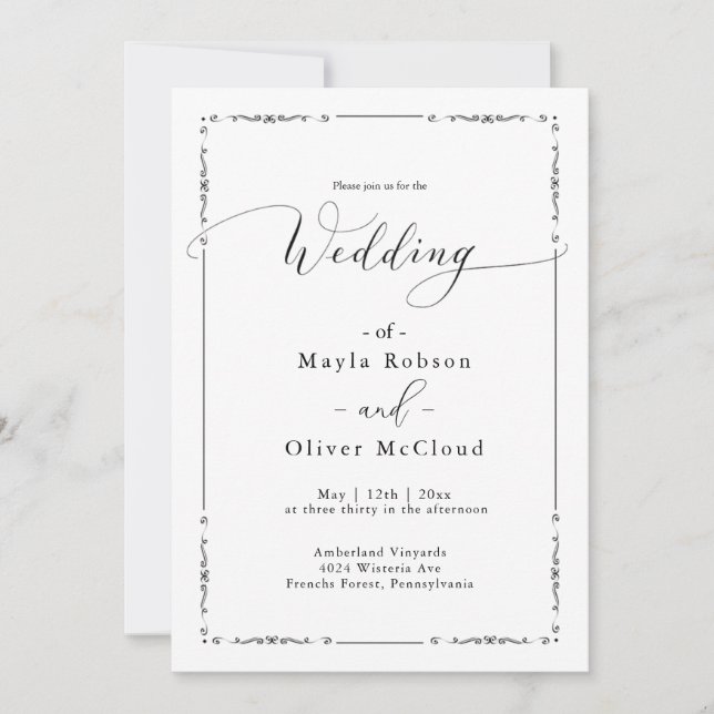 Simple Elegant Calligraphy Script Wedding  Invitation (Front)