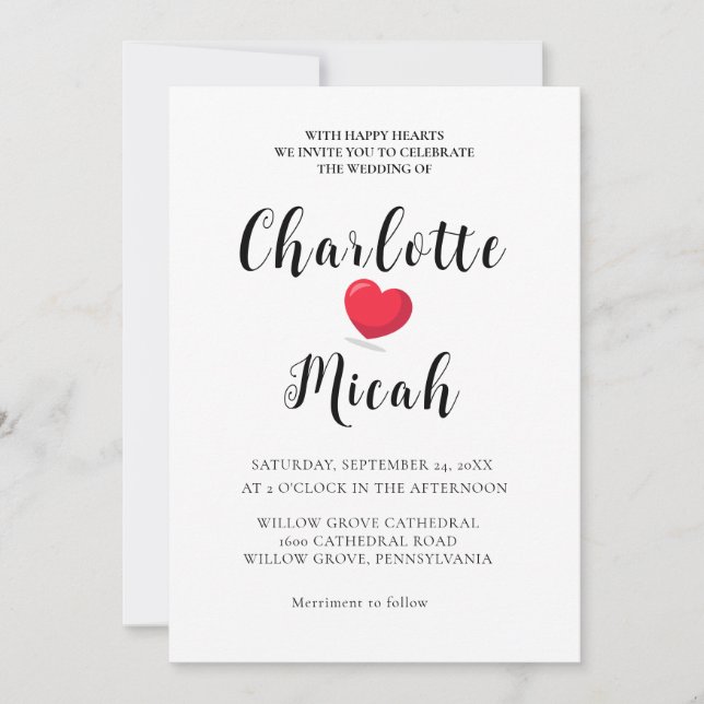 Simple Elegant Calligraphy Script Wedding  Invitation (Front)