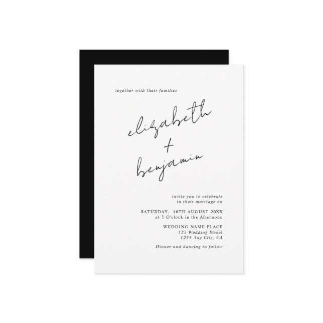 Simple Elegant Calligraphy Script Wedding Invitation (Front/Back In Situ)
