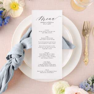 Simple Elegant Calligraphy Script Wedding Menu