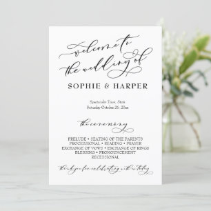 Simple Elegant Calligraphy Typography Black White Programme