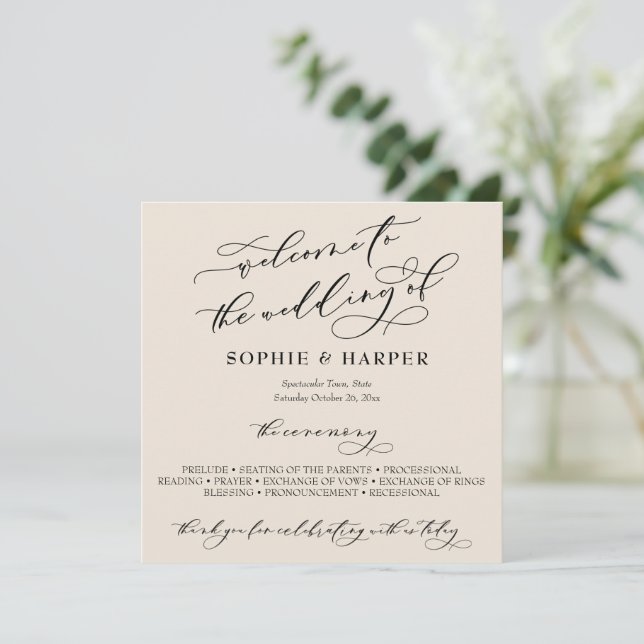 Simple Elegant Calligraphy Typography Cream Programme (Standing Front)