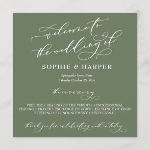 Simple Elegant Calligraphy Typography Olive Green Programme