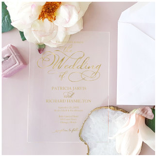 Simple Elegant Calligraphy Wedding Acrylic Invitations