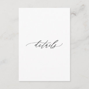 Simple Elegant Calligraphy Wedding Details Enclosure Card
