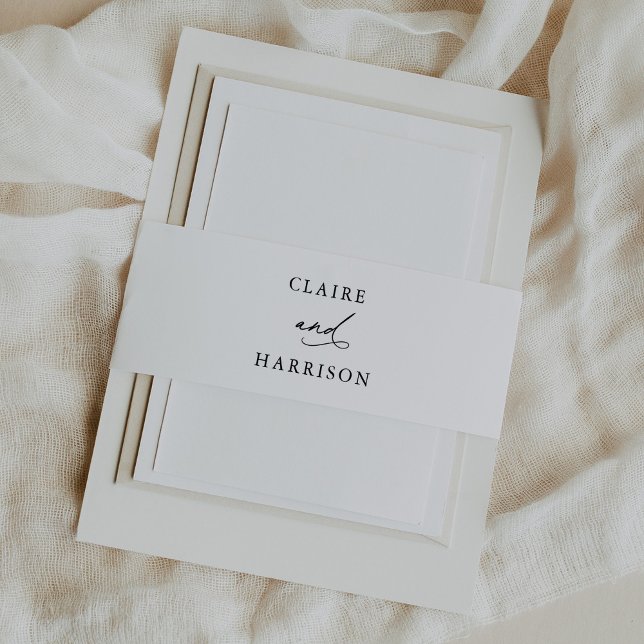 Simple Elegant Calligraphy Wedding Invitation Belly Band (Creator Uploaded)