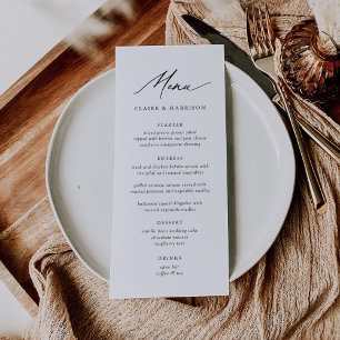 Simple Elegant Calligraphy Wedding Menu