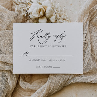 Simple Elegant Calligraphy Wedding RSVP Card