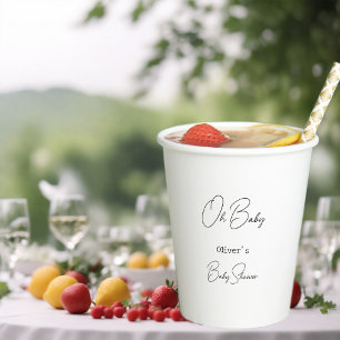 Simple Elegant Calligraphy Welcome Baby Shower Paper Cups