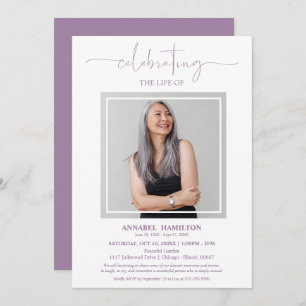 Simple Elegant Celebration of Life Funeral Photo Invitation