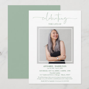 Simple Elegant Celebration of Life Funeral Photo Invitation