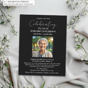 Simple Elegant Celebration Of Life Photo Invitation