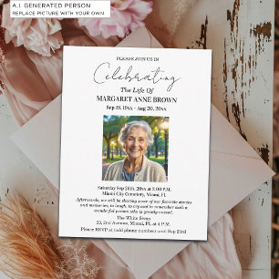 Simple Elegant Celebration Of Life Photo  Invitation
