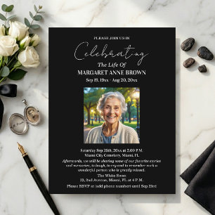 Simple Elegant Celebration Of Life Photo  Postcard