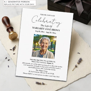 Simple Elegant Celebration Of Life Photo Postcard