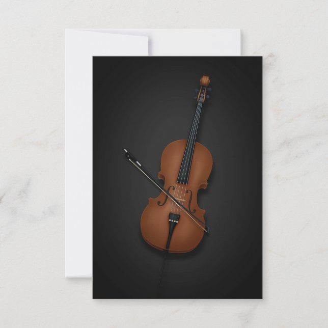 Simple & Elegant Cello with Bow Classical Music Thank You Card (Front)