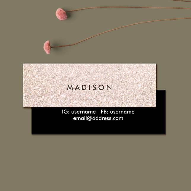 Simple Elegant Champagne Glitter Beauty Stylist Mini Business Card (Creator Uploaded)