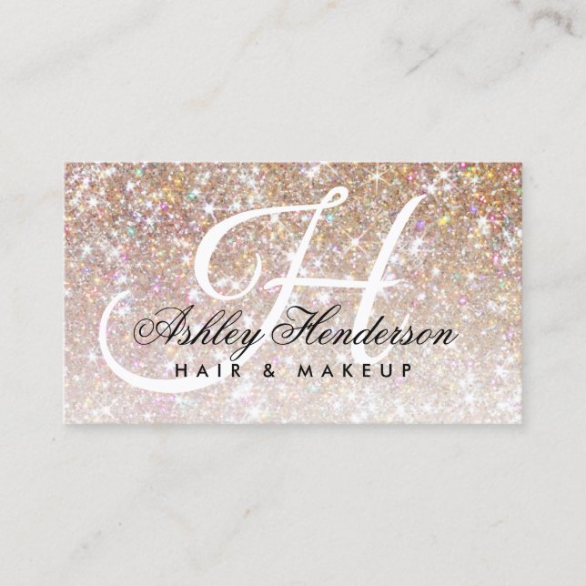 Simple Elegant Champagne Sparkly Hair Business Card (Front)