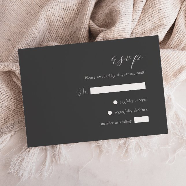 Simple Elegant Charcoal Grey Wedding RSVP Card (Creator Uploaded)