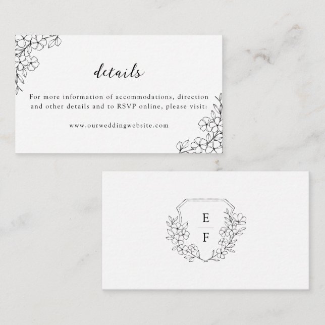 Simple Elegant Cherry Blossom Wedding Details Enclosure Card (Front/Back)
