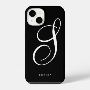Simple Elegant Chic Black and White Script iPhone 14 Case