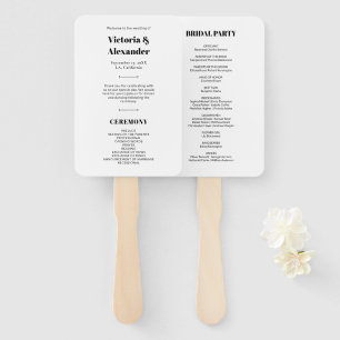 Simple Elegant Chic Black & White Wedding Program Hand Fan