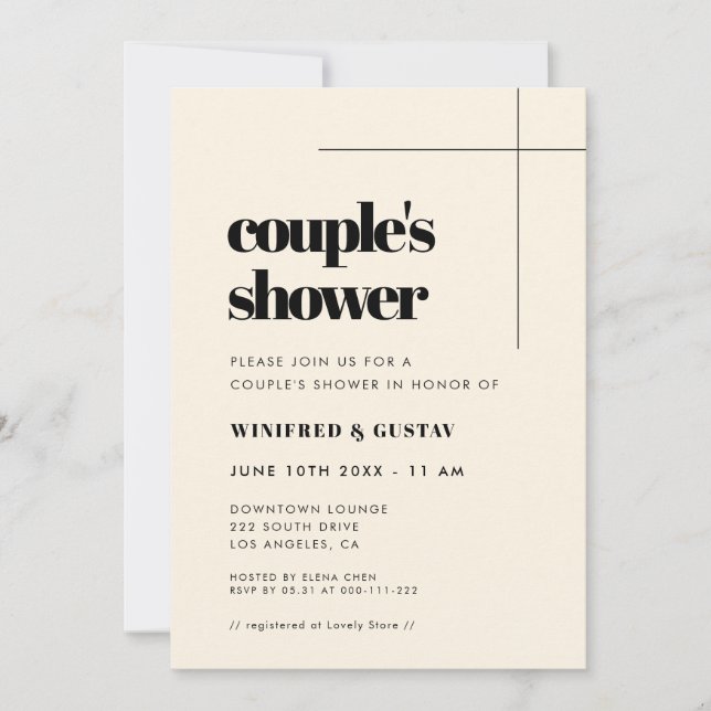 Simple elegant & chic Couple's Shower Invitation (Front)