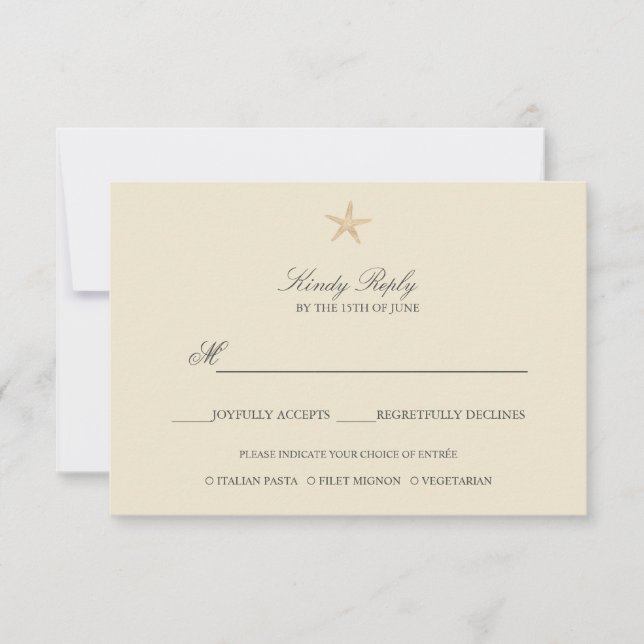 Simple Elegant Chic Gold Foil Starfish menu option (Front)