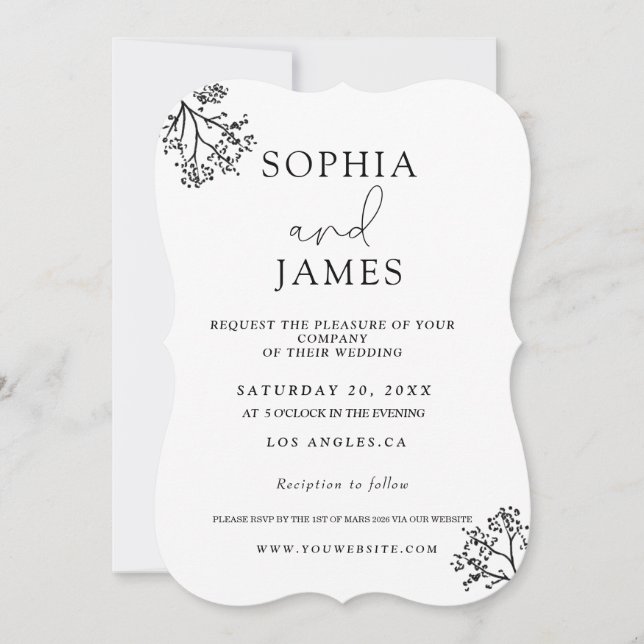 Simple elegant chic Minimalist Wedding invitation (Front)