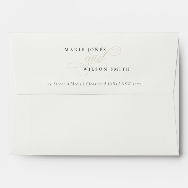 Simple Elegant Chic Script Black & White Wedding Envelope (Back (Top Flap))