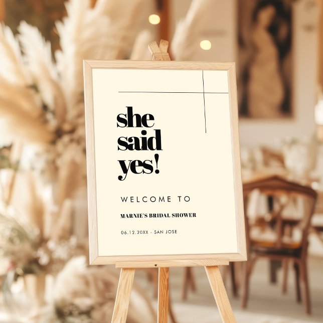 Simple elegant & chic She said yes Bridal Shower Poster (Creator Uploaded)