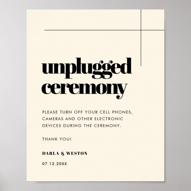 Simple, elegant & chic Unplugged wedding ceremony Poster (Front)