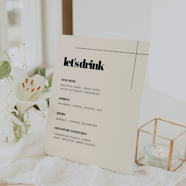 Simple elegant & chic wedding Bar menu Pedestal Sign (Creator Uploaded)
