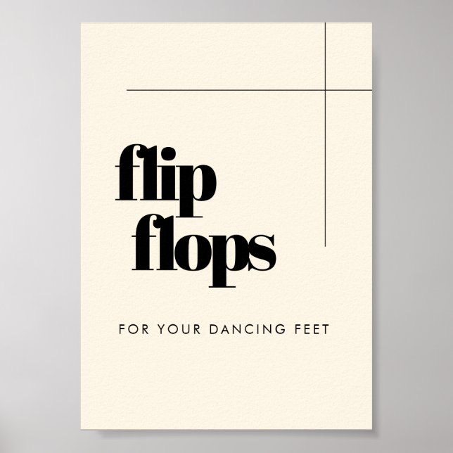 Simple elegant & chic wedding Flip Flops sign (Front)