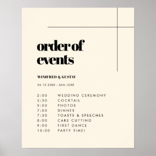 Simple elegant & chic wedding Order of events Poster