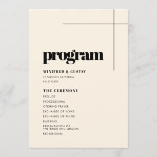 Simple elegant & chic wedding programme