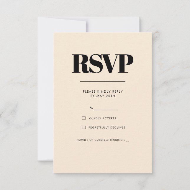 Simple elegant & chic wedding RSVP card (Front)