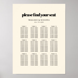 Simple elegant & chic wedding seating chart