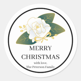Simple Elegant Christmas Botanical Classic Round Sticker