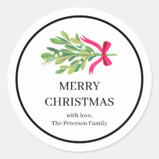 Simple Elegant Christmas Botanical Classic Round Sticker