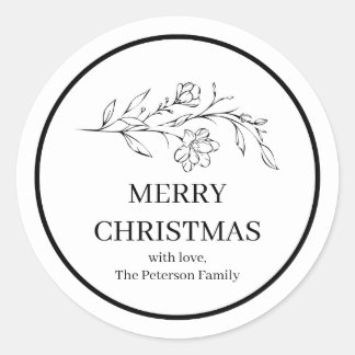 Simple Elegant Christmas Botanical Classic Round Sticker