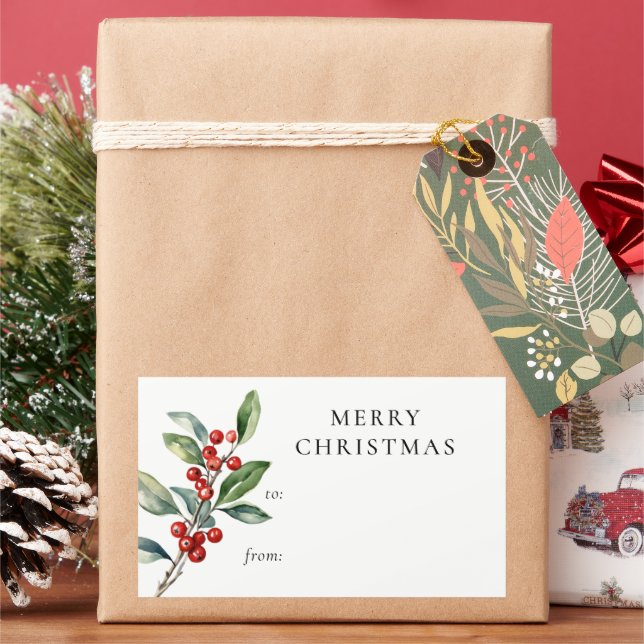 Simple Elegant Christmas Botanical Gift Label (Holiday)