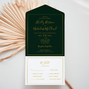 Simple Elegant Christmas Dark Green Seal and Send All In One Invitation